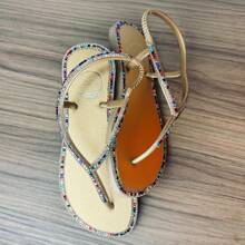 Women's Luxury Rhinestone Flat Sandal Art Griffe Paris Christmas New Year's Eve - 金/銅 - 查看 3