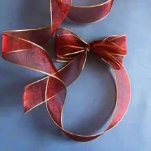 1pc Gold Edged Organza Ribbon,Transparent Satin Ribbon For DIY Gift Box Packaging,Decorative Bowknot ,Clothes Accessories