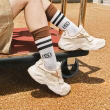 Skechers D'LITES 系列时尚华夫格熊厚底运动鞋，EVA 橡胶底休闲运动鞋 - 卡其色 - 查看 3