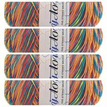 4 Ovillos de 5 cabos de Hilo de leche para bebé multicolor degradado, peso grueso para manualidades DIY como muñecas, bufandas, zapatos