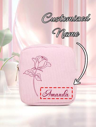 1pc Customized Name Portable Sanitary Napkin Storage Bag - Large Capacity Waterproof Cartoon Design - Suitable For Girls In Their Menstrual Period! Customizable To Your Exclusive Design, Waterproof Cosmetic Travel Bag, Coin Wallet,Boho Vibes