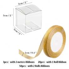3/20/50 piezas Cajas mini transparentes para regalos de 2 x 2 x 2 pulgadas con cintas, cajas cúbicas transparentes extra pequeñas para dulces, cajas mini para regalos de boda, fiesta de Navidad, baby shower, cumpleaños