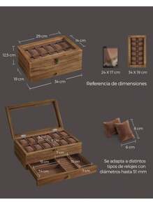 SONGMICS Uhrenboxen & Organizer, Schulanfang Schlafsaal Aufbewahrung, Regalo de Navidad - Nogal rústico - Ver 2