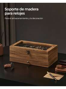 SONGMICS Uhrenboxen & Organizer, Schulanfang Schlafsaal Aufbewahrung, Regalo de Navidad - Nogal rústico - Ver 3