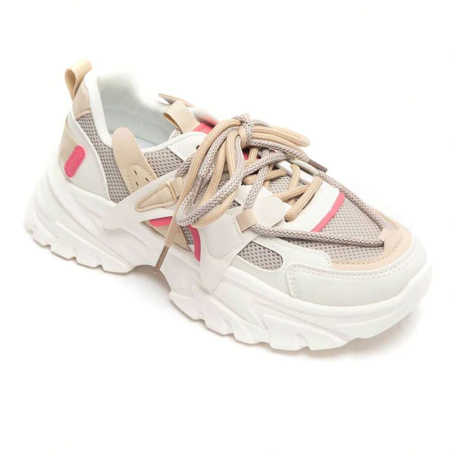 Fashionable Versatile Casual Everyday Thick Sole Sneakers - Hot Pink - View 1