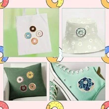 24 Pieces Of Cute Donuts, Ironing Stickers, Chocolate Frosting, Dessert Embroidery Stickers, Large Circular Cloth Stickers For Jeans, Shoes, Backpacks, Coasters, Sewing Process (Multiple Colors)