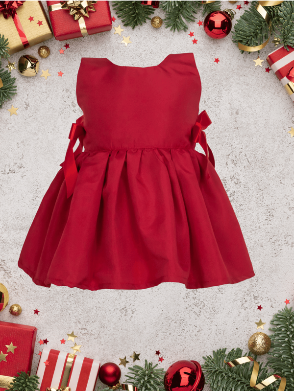 DRESS for christmas Vestido Bebe Menina Infantil Vermelho Para Natal Micropercal 100% Algodão com Cetim