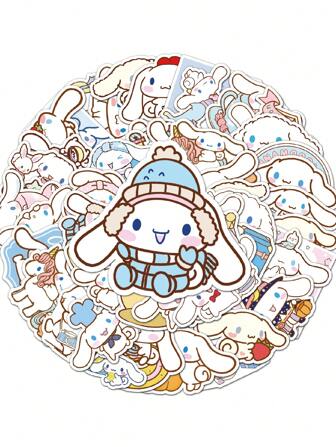 Sanrio 50 件可爱 CINNAMOROLL 和 Bonbon 丝带、Coro Coro Kuririn 混合 DIY PVC 防水涂鸦贴纸装饰品，适用于手机剪贴簿、摩托车头盔、电脑、汽车、吉他靴、家居笔记本、返校