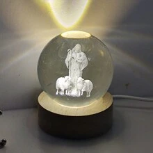 1 Pieza De Luces Led De Regalo De Bola De Cristal De 6 Cm, Bola De Cristal Luz De Noche De Sobremesa Adorno Pequeño, Lámpara de noche 3D, Con Base De Madera Alimentada Por Usb, Jesús, Bendición, María, Oración y otras tallas láser de la serie religiosa bolas de cristal, Regalo de cumpleaños Bola de cristal, Lámpara de mesa de decoración para el hogar con base de madera, Novia, Colega, Esposa Cumpleaños, Regalo del Día de San Valentín, Regalo de fiesta de Navidad - santo 12 - Ver 2
