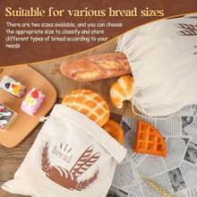 4-Piece Set Of Linen Bread Bags With Drawstring, Fresh Bread Bags For Easy Storage, Reusable Linen Bread Bags, French Baguettes, Fruit And Vegetable Storage Bags, Kitchen Storage Accessories - 4件 - 查看 7