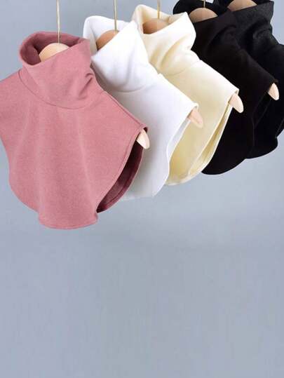 1pc Solid Color Thickened Turtleneck With Detachable Collar, Stretchy & Soft Fabric Suitable For Spring, Autumn, Winter