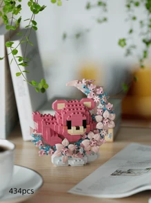 18 Pcs Cute Moon Flower Animal Building Blocks, DIY Animal Series Blocks, Desktop Decoration, Stress Relief, Home Decor, Assembling Figurine, Office Desk Accessories, Birthday Gift, New Year Gift, Christmas Gift, Suitable For Girlfriend Birthday, Creative Valentine's Day Gift