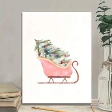 Charming Pink Sled Canvas Painting-Living Room, Bedroom And Home Decorative Wall Art, Can Be Hung Directly Wooden Frame- 1 Piece Wooden Framed Canvas Painting(6)Thickness 2.25cm/0.9inch,High Quality Wall Art Prints Poster, - 12 * 18inch(30 * 45CM) - View 6