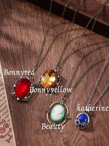 1pc Katherine Gemstone Head Pendant Necklace Goth Style Suitable For Daily Wear - Multicolor - View 8