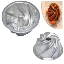 Kit 2 Decorated Swiss Cake Molds, Swiss Cake Pie Mold + Volcano Cake Mold With Filled Tube In The Middle - Silver - View 8
