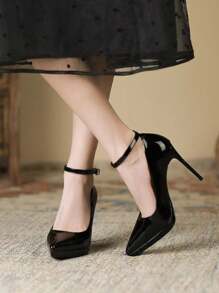 2025 New Style Women's Strap High Heel Pumps, Pointed Toe, Waterproof Platform - Black - View 3