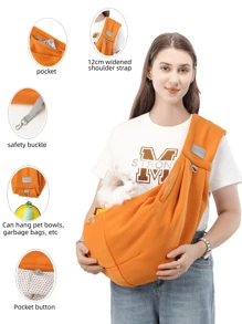 Borsa trasportino a tracolla per animali domestici, marsupio per gatti con spallaccio anteriore traspirante, borsa trasportino per cani a spalla - Multicolore - Visualizzare 4
