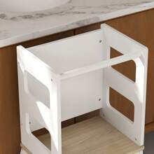 AIYAPLAY 2 In 1 Learning Tower Learning Stool For Kids Ages 3+ With Chalkboard And Barrier For Bathroom Kitchen 55x52.5x87.5cm White - White - View 9