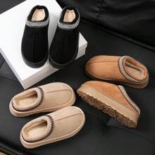 Winter Woman Slippers Plush Interior Anti Slip Sole Thick Bottom Embroider Fashion  Warm Slippers Use Indoor Outdoor