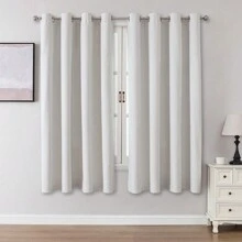 1pc/2pcs Blackout Curtains, Faux Linen Textured Curtains For Living Room, Bedroom, 100% Blackout Curtain Panels, Lightweight Thermal Insulated Drapes With Grommet Top, 84", 72", 63" Length, 2 Panels Set Available