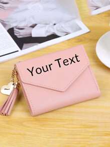1/2/5pcs Personalized Heart-Shaped Tassel Wallet - Customized Text Women's Card Holder & ID Sleeve, Perfect Gift For Girlfriend - Multicolor - View 14