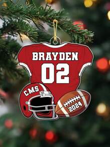 1pc Customized Football Name & Number Christmas Tree Ornament, American Football Christmas Decor, Christmas Gift, Athlete Decoration, Football Team Gift, Gift For Boyfriend