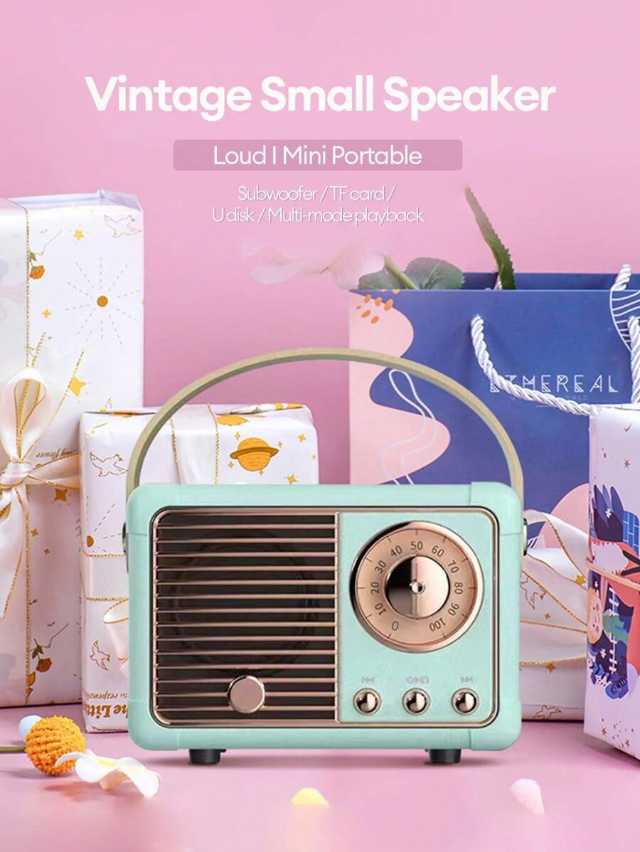 1 Loa Bluetooth không dây nhỏ gọn cổ điển làm quà tặng sinh nhật - Màu xanh lam - Xem 1