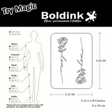 Boldink Non-Permanent Tattoo Technique, Rose Pattern Design, Creative & Interesting Temporary Tattoos, Delicate & Detailed Design, Funny & Realistic Tattoo Experience, No Commitment Tattoo, Waterproof & Tattoo - Black - View 3