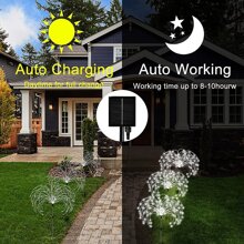 NetHong 2x Decor Fireworks LED Stake Garden Heads Party Outdoor Light Solar Lamps Flower - Warm White - View 6