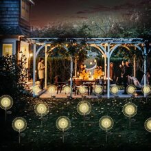 NetHong 2x Decor Fireworks LED Stake Garden Heads Party Outdoor Light Solar Lamps Flower - Warm White - View 3