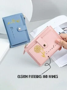 1 pièce Portefeuille et porte-cartes pour dames avec motif et nom personnalisés, style mignon, mature, de femme de bureau, porte-monnaie. Cadeau de Noël, de Pâques, de Saint-Valentin parfait pour la petite amie. Sacs et portefeuilles pour femmes