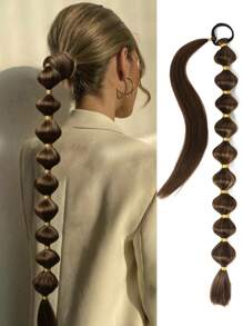 1pc Black Brown Khaki Gold Burgundy Long Bubble Ponytail Extension For Women 28Inch 34Inch Ponytail Extension Afro Puff Ponytail Extension Protective Style Black Ponytail Halloween Christmas Hair Extensions Kinky Straight Lantern Ponytail Wrap Around Ponytail With Hair Tie