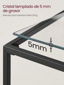VASAGLE Mesa Console, Mesa de Entrada, Punta de sofá, Mesa de Cristal Templado, Montaje fácil, Patas Ajustables, para Sala de Estar, Entrada, Pasillo, Ne gro y Transparente - Negro - Ver 5