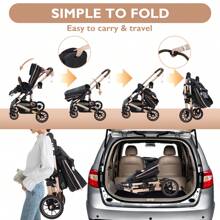 Kinder King Folding Baby Stroller, High Landscape Infant Carriage, Reversible Newborn Stroller, Adjustable Canopy & Seat, Anti-Shock Toddler Pushchair Stroller, 5-Point Harness, Cup Holder, Christmas Gift