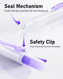 14Packs Pastel Gel Ink Pen Set,Cute Retractable 0.5mm Fine Point Pen,Note Taking Aesthetic Pens,12 Pack Black Ink Pens With 2Pcs Highlighter, Smooth Writing Pens For School, Office Back To School - Purple - View 9