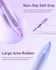 14Packs Pastel Gel Ink Pen Set,Cute Retractable 0.5mm Fine Point Pen,Note Taking Aesthetic Pens,12 Pack Black Ink Pens With 2Pcs Highlighter, Smooth Writing Pens For School, Office Back To School - Purple - View 5