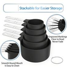 Measuring Cups & Spoons Set, Stackable Cups And Spoons, Nesting Measure Cups With Stainless Steel Handle, Kitchen Gadgets For Cooking & Baking (Black) - Multicolor - View 4