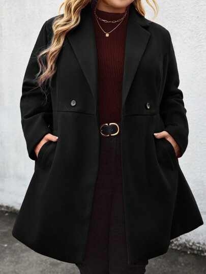 Plus Size Women Christmas Casual Work Loose Coat, Suitable For Commuting, Autumn/Winter, Festival Wear, Casual Business