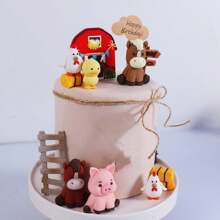 ROARING GOOD TIME Farm Animal Cake Decorations, Sheep Cake Topper, Farm Animal Birthday Decorations, Cow Cake Topper, Pig Cake Topper, Farm Animal Gender Reveal Party Birthday Party Decorations - Multicolor - View 4