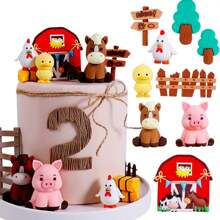 ROARING GOOD TIME Farm Animal Cake Decorations, Sheep Cake Topper, Farm Animal Birthday Decorations, Cow Cake Topper, Pig Cake Topper, Farm Animal Gender Reveal Party Birthday Party Decorations - Multicolor - View 2