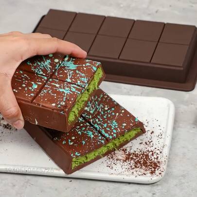 大号厚黑巧克力棒硅胶模具，用于制作迪拜巧克力、坚果巧克力棒模具、大号糖果棒模具、矩形、易于清洁、艺术工艺品用品