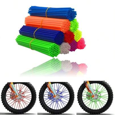 72 piezas Cubiertas de radios coloridas para bicicleta/motocicleta, funda protectora de acero universal