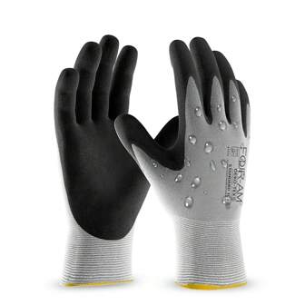 FOUR-AM Water Proof Nylon Gloves 15G MicroFoam Nitrile Coated Work Gloves Home Improvement Garden Construction Car Industry Friendly Certified Work Gloves Made In Green By Oeko-Tex,Kitchen,Bathroom,Home,Household Suppliers
