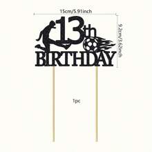 1pc Soccer Happy 8th 9th 10th 11th 12th 13th 14th 15th 16th Birthday Cake Topper Soccer Players Football Soccer Theme Party Cake Decorations 8 9 10 11 12 13 14 15 16 Years Old Birthday Cake Ball Party Decorations Supplies - Black - View 16