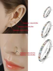 1 Stück Chirurgenstahl vergoldeter Nasenring, minimalistischer bunter kubischer Zirkonia Nasenring, 0,6 cm/0,8 cm/1 cm Scharnier Lippen Ring Knorpel Ohrringe Nasen Septum Ring, geeignet für Frauen Party, Urlaubskleidung, Piercing Schmuck, ideal als Valentinstag, Muttertag, Thanksgiving, Geburtstag Geschenk, Bar, Reise, Arbeit, Date, Alltag Tragen, Nasenring, Ohrringe, Lippenring, Knorpel Ohrringe