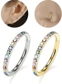 1 Stück Chirurgenstahl vergoldeter Nasenring, minimalistischer bunter kubischer Zirkonia Nasenring, 0,6 cm/0,8 cm/1 cm Scharnier Lippen Ring Knorpel Ohrringe Nasen Septum Ring, geeignet für Frauen Party, Urlaubskleidung, Piercing Schmuck, ideal als Valentinstag, Muttertag, Thanksgiving, Geburtstag Geschenk, Bar, Reise, Arbeit, Date, Alltag Tragen, Nasenring, Ohrringe, Lippenring, Knorpel Ohrringe