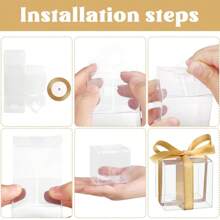 3/20/50 piezas Cajas mini transparentes para regalos de 2 x 2 x 2 pulgadas con cintas, cajas cúbicas transparentes extra pequeñas para dulces, cajas mini para regalos de boda, fiesta de Navidad, baby shower, cumpleaños
