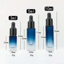 玻璃精油瓶 5ml/10ml，方形厚底精华液瓶，化妆品可再填充滴管容器 - 彩色 - 查看 3