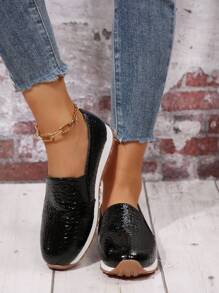 Women's Elastic Casual Flat Gold Shoes