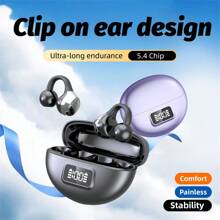 S19 Ear Clip Air Conduction Open Type, TWS Wireless Earphones Bluetooth 5.4, Sports Earphones With Touch Control, Voice Call Noise Reduction, Compatible With Mobile Phones - Màu tím - Xem 6